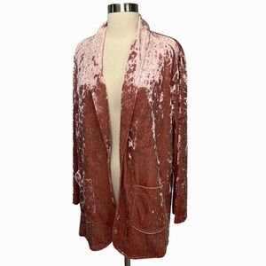 Allen Schwartz Pink Crushed Velvet Open Blazer Sz M Holiday Feminine‎